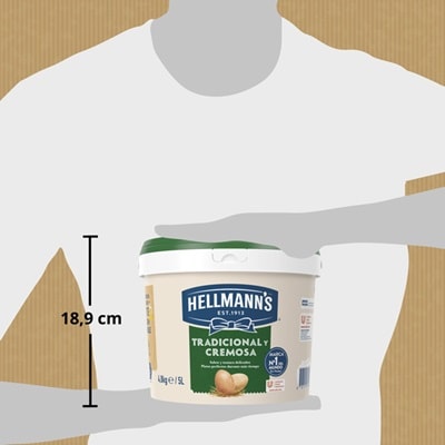 Hellmann’s Tradicional y Cremosa mayonesa sin gluten cubo 5L - Hellmann's Tradicional y Cremosa: textura delicada y el sabor de una mayonesa casera.